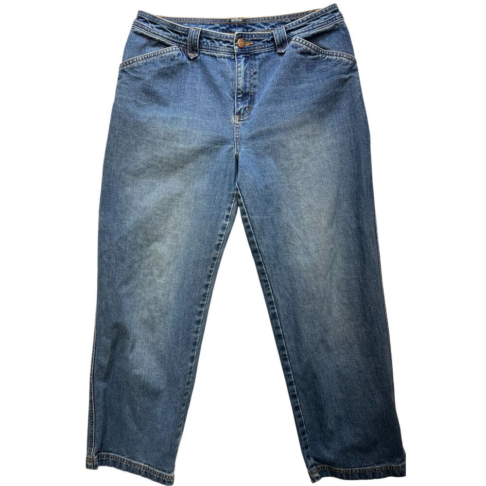 Sonoma Life + Style Women's Cropped Denim Jeans Stretch Size 14P Blue Mid Wash